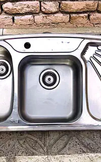 سینک ظرفشویی دو لگنه توکار لگن سمت چپ