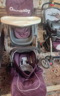 ست کریر و کالسکه و تخت پارک و میز غذا و روروئک
