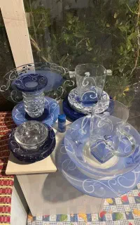 ظروف بلور آرک فرانسه(گل آبی)