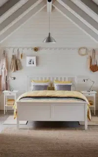 تخت دونفره ایکیا مدل HEMNES همراه کفی