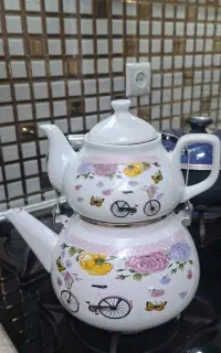 کتری لعابی و قوری چینی برند راسا نو و آکبند