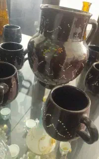 ۶تا لیوان سفالی قدیمی باپارچ