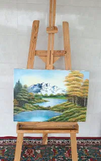 سه پایه نقاشی دو شیاره چوب با کیفیت ودر حد نو