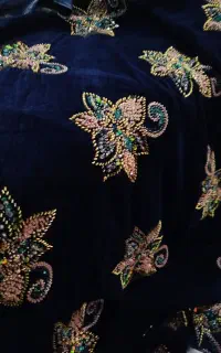 پارچه مخمل ابریشم کریستال دوزی شده