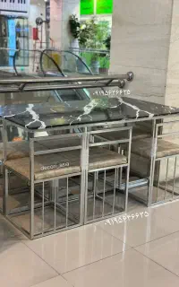 میز نهارخوری مستطیلی کمجا فلزی استیل ناهار خوری