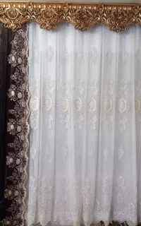 پرده حریر با کتیبه و والان