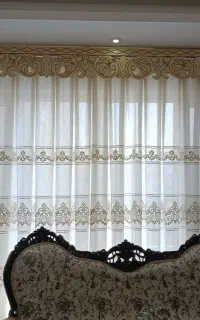 پرده حریر تور با کتیبه