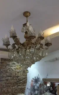 لوستر پنج شاخه ده شعله رنگ آنتیک بسیار شیک