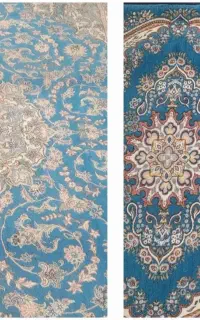 ست روفرشی و یک جفت روپشتی رنگ آبی فیروزه ای
