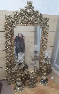 آینه شمعدان  و ساعت برنزی