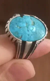 انگشترنقره  نگین ابی فیروزه ای