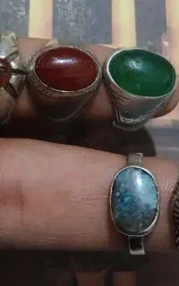 ۵ انگشتر نقره شرف شمس ضابطی عقیق زمرد جید فیروزه