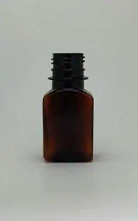 بطری ۶۰ سی سی قهوه ای کتابی چهارگوش پت پلاستیکی