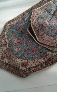 رومیزی یا رانر ترمه آبی فیروزه ای کاملا نو