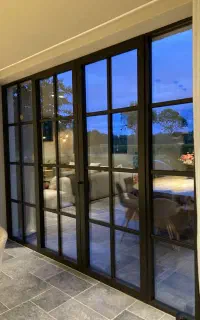 درب بالکن UPVC/پنجره دوجداره با ضمانت/لمینت 76