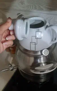 کتری تمام استیل و قوری چینی با طرح مدرن برند