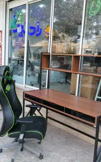 میز تحریر لپ تاب  شلف فلز چوب مدرن