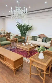 مبلمان کاجی تمام حصیر رنگ فندوقی ست جهاز دارد کد۵