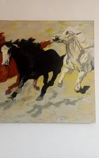 تقاشی سه اسب  قهوه ای مشکی و سفید