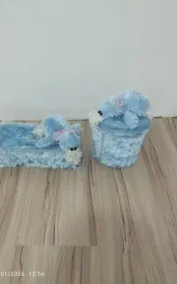 ست عروسک پشمالوی جا دستمال کاغذی و سطل آشغال کودک