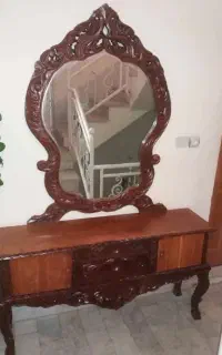 آینه و کنسول عطیقه پهلوی منبت کاری شده