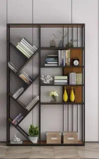 کتابخانه چوب و فلز   مناسب منزل و دفتر کار
