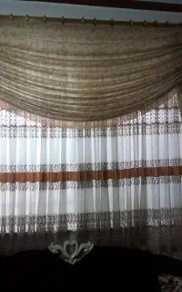 پرده تمیز حریر خارجی دو عدد با میله پرده