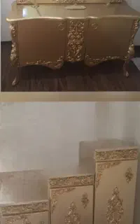 آیینه کنسول و جاکفشی و میز تی وی درحد نو طلایی