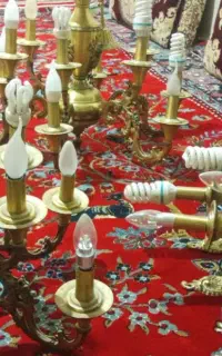 لوستر برنزی قدیمی اصل طرح فرشته ۱۲ شاخه