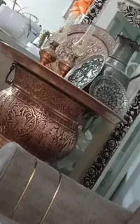 گلدان مسی قلمکاری قدیمی