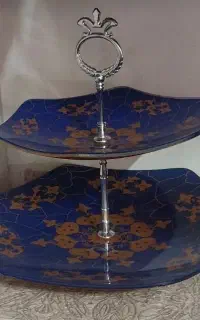 ظرف شیرینی خوری دو طبقه خط طلا زر کوپ روسی