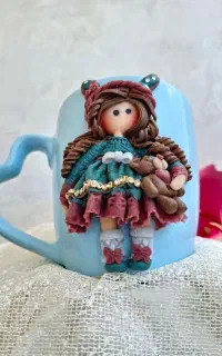 ماگ عروسکی دستساز.خاص و مناسب هدیه واستفاده روزمره