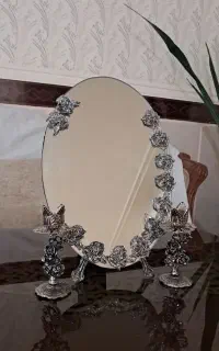 آینه و شمعدان برنز کوچک