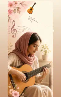 اموزش گیتار(استاد خانم)جلسه دوم تضمینی،بنوازید