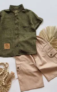 پیراهن و شلوارک کتان پسرانه