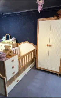 تخت کمد چیدمانی خاص مناسب اتاق نوزاد در سیسمونی