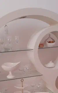 بوفه گرد سفید طرح ترمه