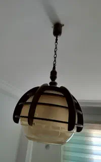 آویز چوبی تک حباب بزرگ