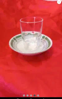 استکان باریک عینکی یا انگشتی فرانسه و نعلبکی قدیمی
