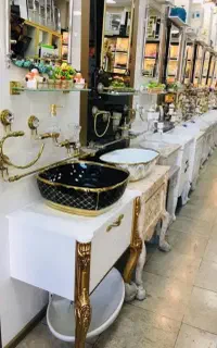 روشویی پایه دار مدل بتنی و هایکلاس کابینتی راش۵