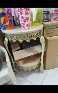 میزخاطره آلیاژ طلایی صفحه سنگ میز تلفن