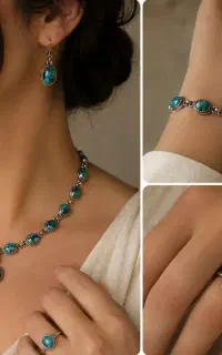 سرویس نقره فیروزه دست ساز بسیار ارزنده