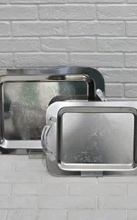 سینی چای دسته طلایی پایه دار ضدخش ضد زنگ استیل