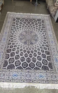جفت قالیچه شیش لا کرک و ابریشم نایین