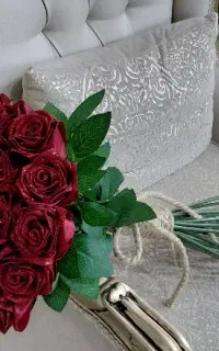 دسته گل ۲۰ شاخه رز روبانی دست ساز