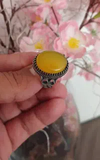 انگشتر عقیق زرد آبنباتی