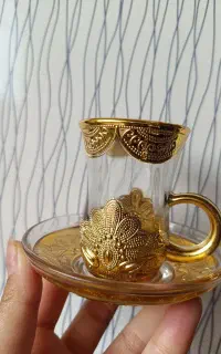 استکان نعلبکی طلاکوب 12تیکه