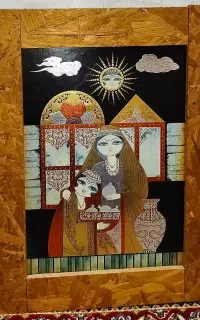 تابلوی چوبی دختر