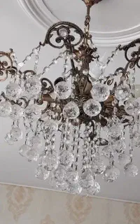 لوستر برنج سه عدد 10 و8 و6شاخه با سه عدد دیوار کوب