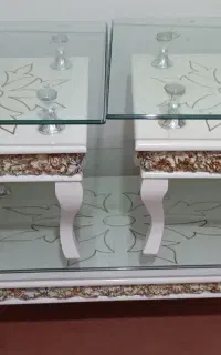 جلو مبلی چوبی شیشه ای